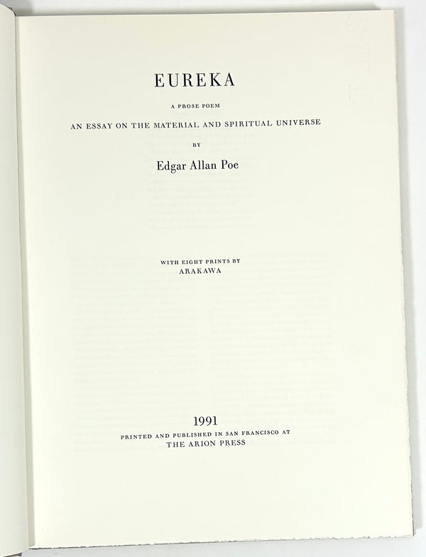 Eureka, Edgar Allan Poe. Arion Press Lettered Edition, Signed by Arakawa.