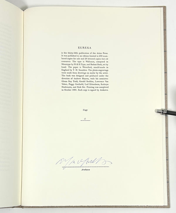 Eureka, Edgar Allan Poe. Arion Press Lettered Edition, Signed by Arakawa.