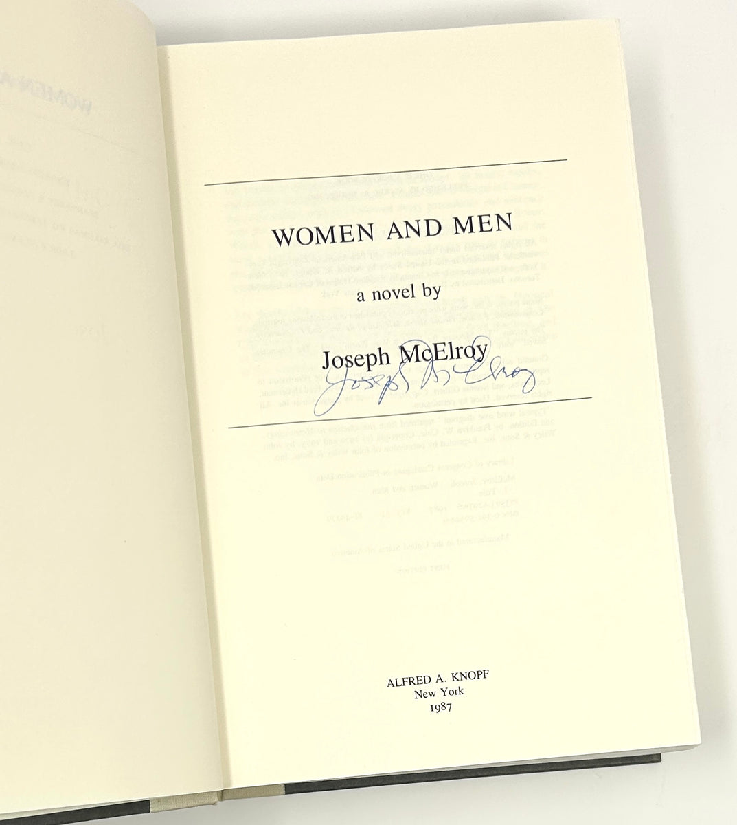 Women and Men, Joseph McElroy. Signed First Edition. – The Rare