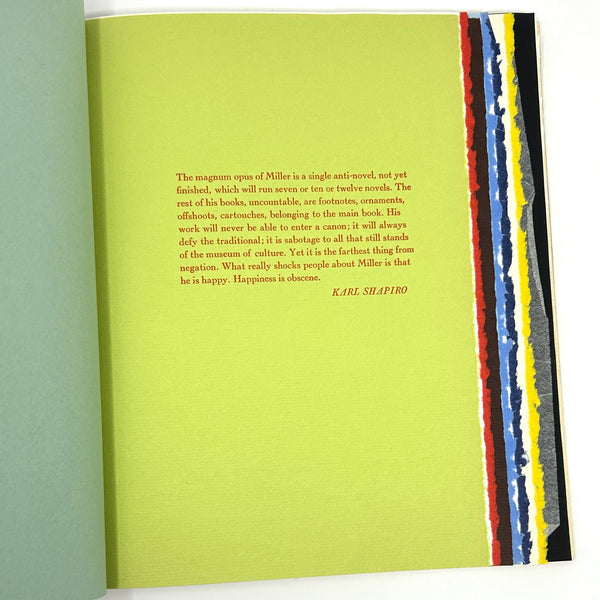 Order and Chaos chez Hans Reichel, Henry Miller. First Trade Edition.