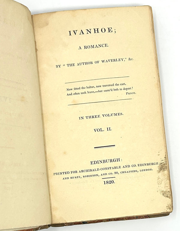 Ivanhoe, Sir Walter Scott. First Edition, First Issue.