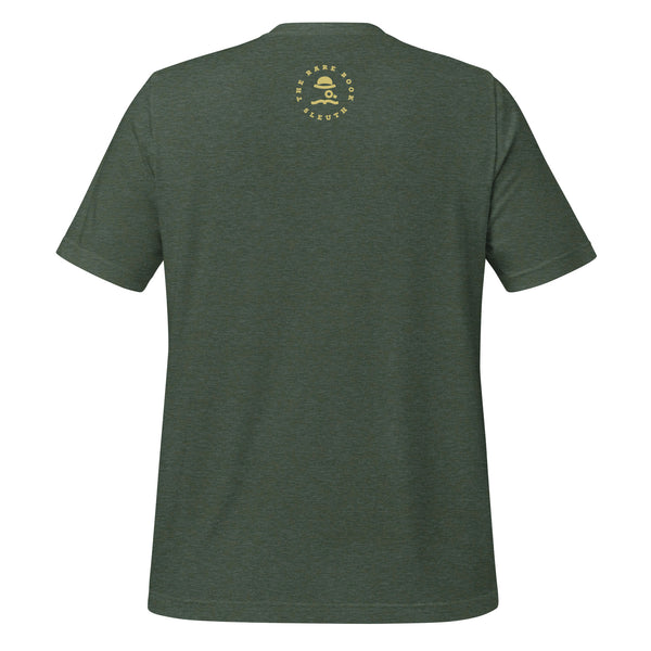 Back view of literary-inspired T-shirt featuring book cover artwork from Jane Austen Pride and Prejudice green