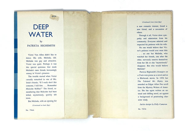 Deep Water, Patricia Highsmith. Signed First Edition, First Printing.