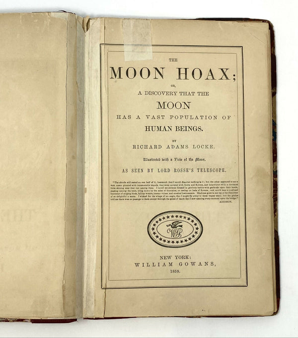 The Moon Hoax, [Richard Adams Locke]. Second Edition ~ 1859.