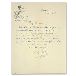 Antonio Cañero Autograph Letter Signed (ALS) to Juliet Barrett Rublee