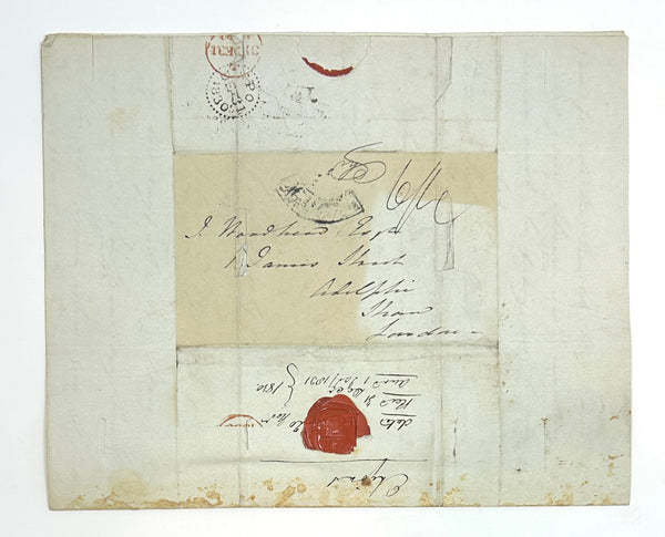 1830 Admiral Edmund Lyons 7 Page ALS from HMS Blonde w/ Seal & Postal Mark