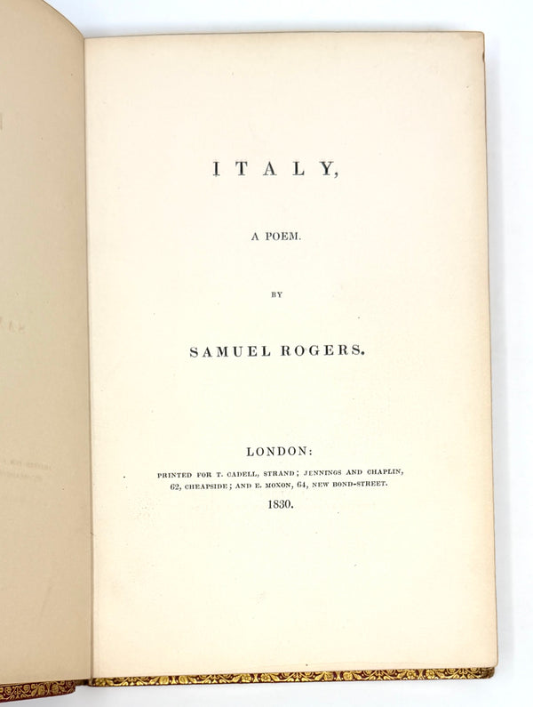Italy, A Poem [and] Poems, Samuel Rogers. First Illustrated Editions.