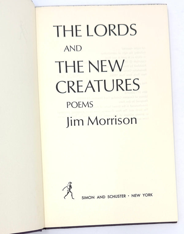 The Lords and The New Creatures, Jim Morrison. First Edition.