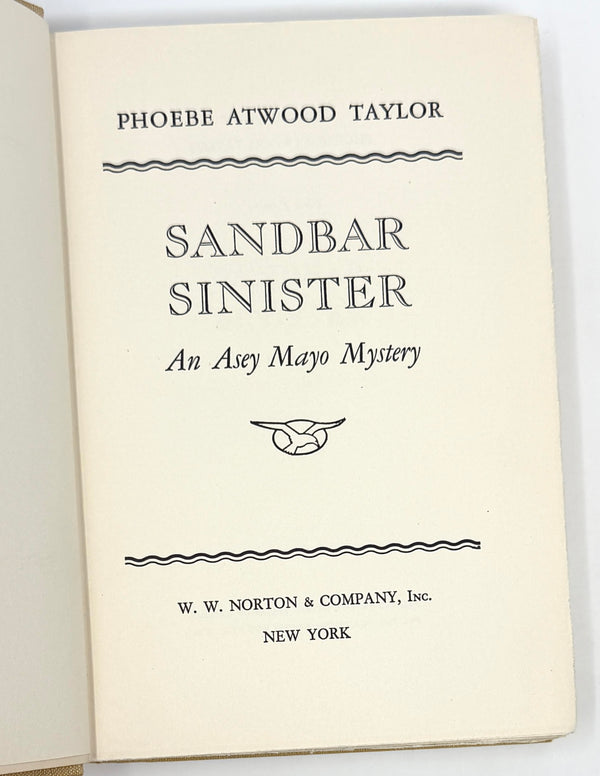 Sandbar Sinister, Phoebe Atwood Taylor. First Edition.