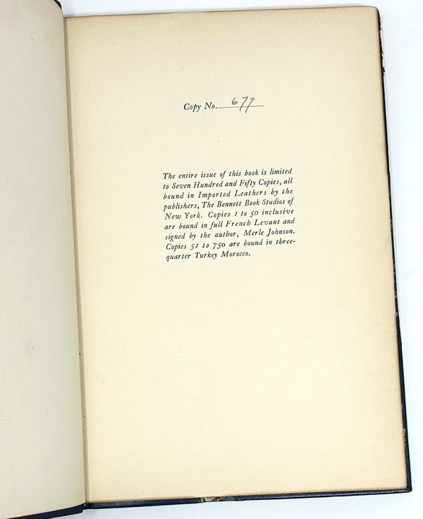 High Spots of American Literature, Merle Johnson. Limited First Edition.