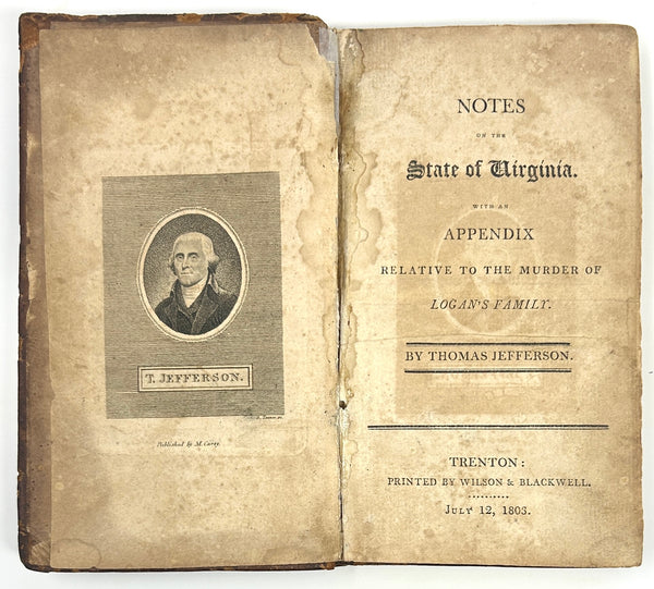 Notes on the State of Virginia, Thomas Jefferson. First Edition Thus.