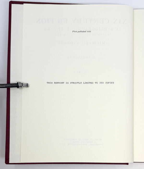 XIX Century Fiction, Michael Sadleir. Limited Edition.