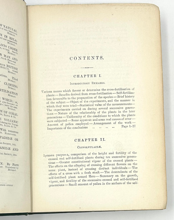 The Effects of Cross and Self Fertilisation in the Vegetable Kingdom, Charles Darwin. First Edition.