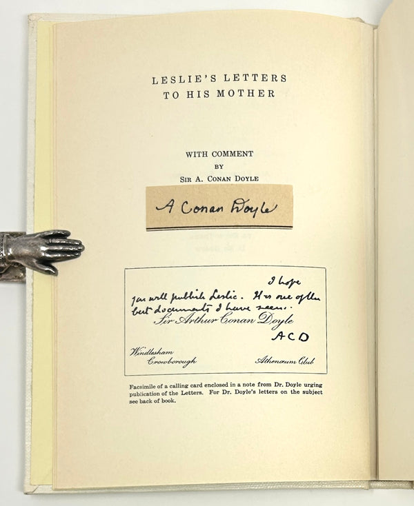Leslie's Letters to his Mother, With Comment by Arthur Conan Doyle. First Edition with Doyle Signature.