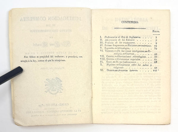 The Moon Hoax, after Richard Adams Locke. Early Spanish Edition ~ 1837