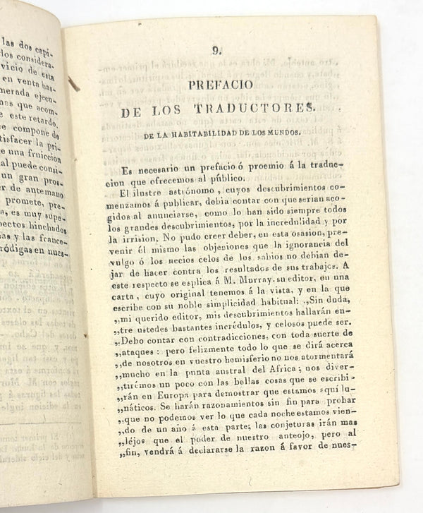 The Moon Hoax, after Richard Adams Locke. Early Spanish Edition ~ 1837
