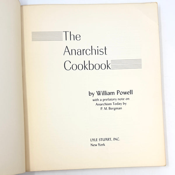 The Anarchist Cookbook, William Powell. First Paperback Edition, Second Printing.