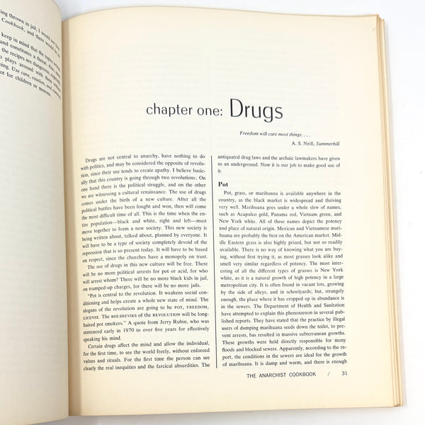 The Anarchist Cookbook, William Powell. First Paperback Edition, Second Printing.