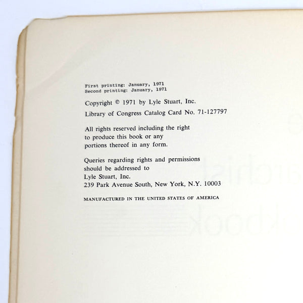 The Anarchist Cookbook, William Powell. First Paperback Edition, Second Printing.