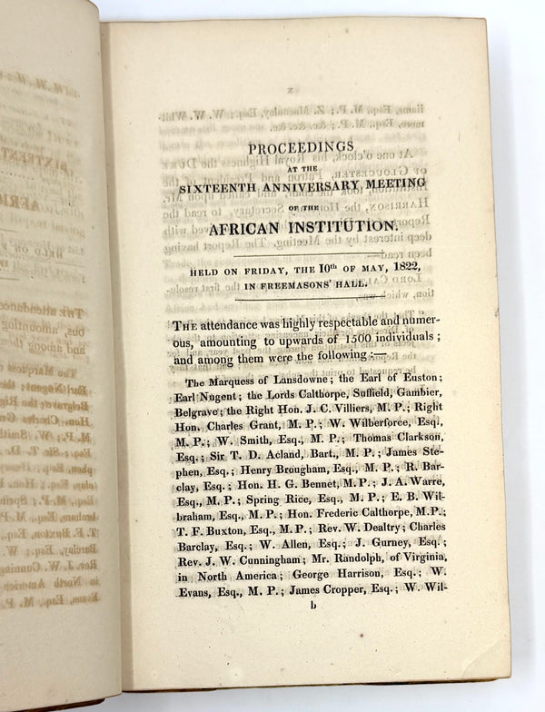 Sixteenth Report of the Directors of the African Institution. First Edition ~ 1822