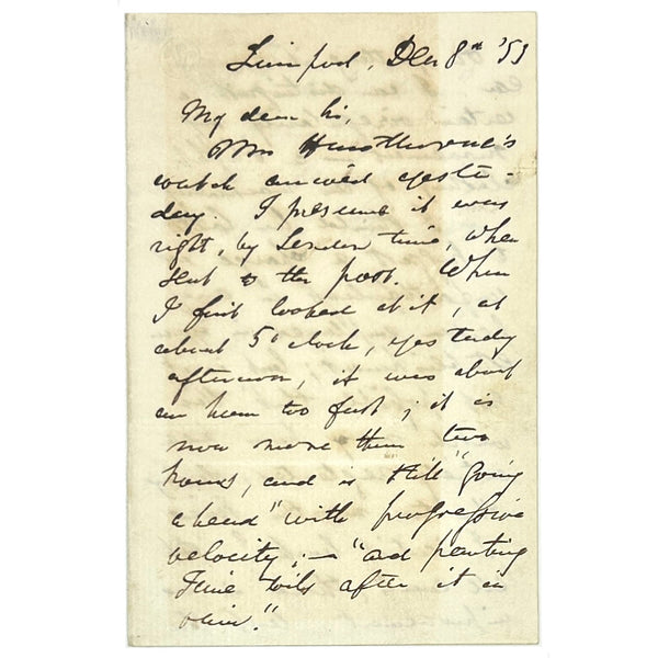 Nathaniel Hawthorne Autograph Letter Signed (ALS) to London Watchmaker.