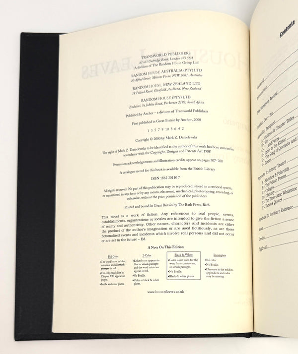 House of Leaves, Mark Z. Danielewski. Signed First UK Edition, 1st Printing.