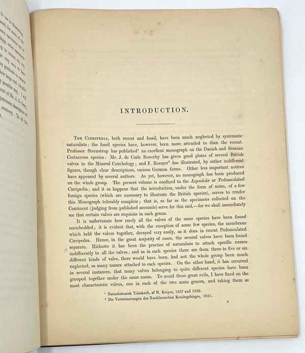 A Monograph on the Fossil Lepadidae..., Charles Darwin. First Edition.