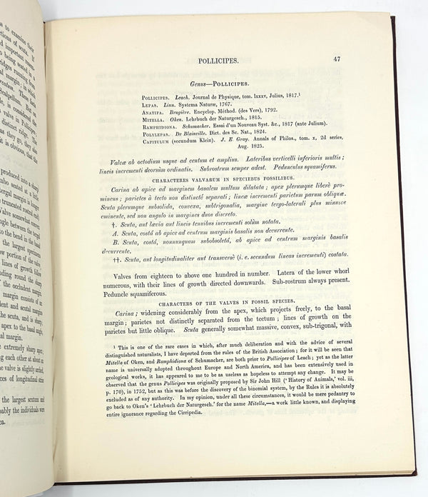 A Monograph on the Fossil Lepadidae..., Charles Darwin. First Edition.