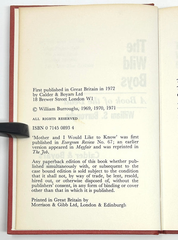 The Wild Boys, William S. Buroughs. First UK Edition.