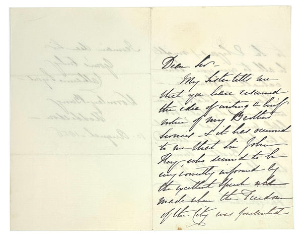Autograph Letter Signed by Catharine Lyons Regarding Admiral Lyons’s Military Service