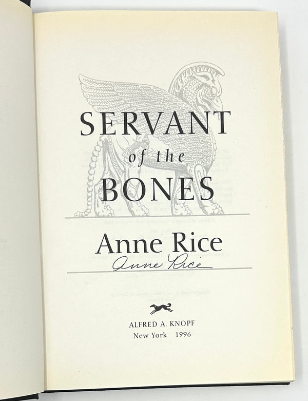 Servant of the Bones, Anne Rice. Signed First Edition.