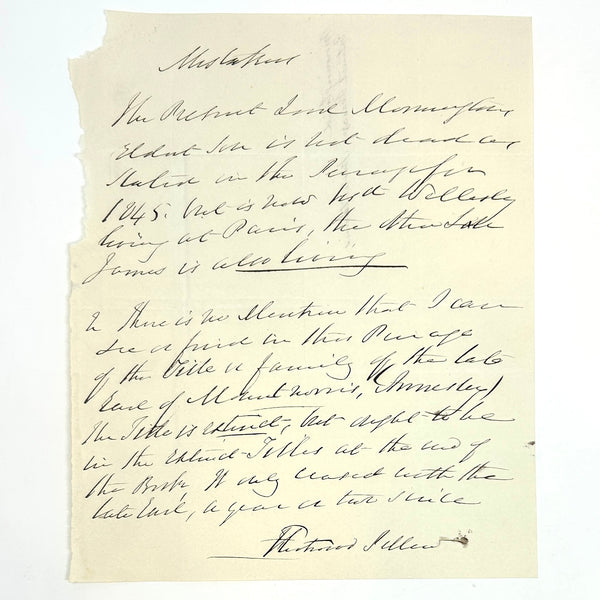Edward Pellew, 1st Viscount Exmouth – Autograph Letter Correcting Peerage Records.