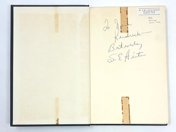 The Outsiders, S.E. Hinton. Signed & Inscribed First Edition, Sixth Printing.