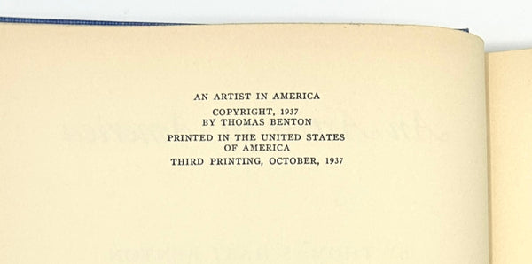 An Artist in America, Thomas Hart Benton. Signed First Edition, Third Printing.