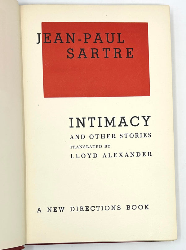 Intimacy, Jean-Paul Sarte. First American Edition.