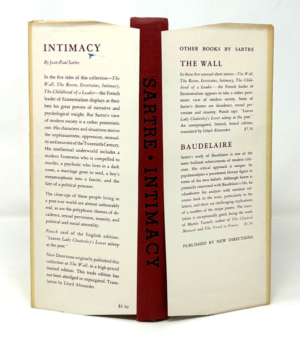 Intimacy, Jean-Paul Sarte. First American Edition.