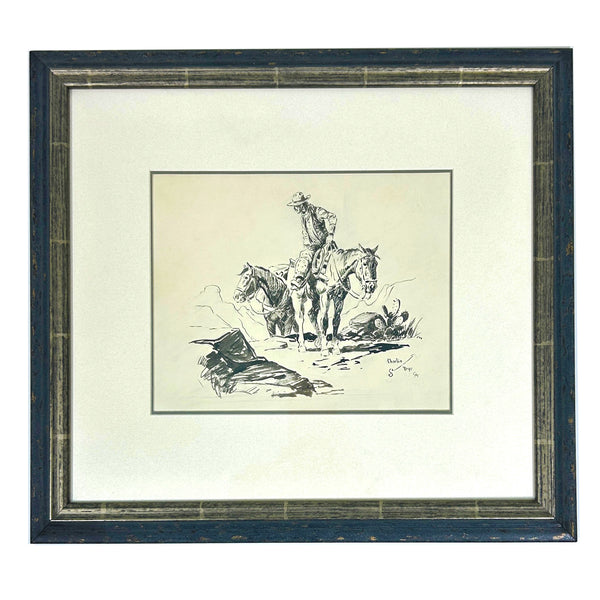 Over the Rim, Charlie Dye. Original Pen and Brush Drawing, Circa 1965-1968.