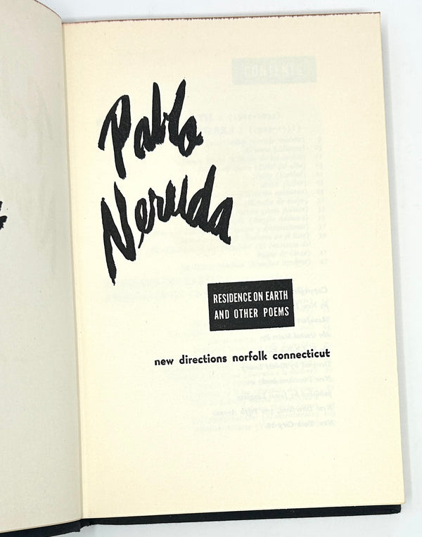Residence on Earth and Other Poems, Pablo Neruda. First American Edition.