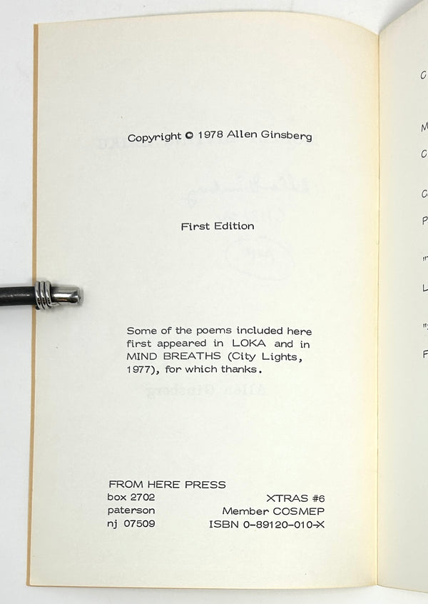 Mostly Sitting Haiku, Allen Ginsberg. Signed First Edition.