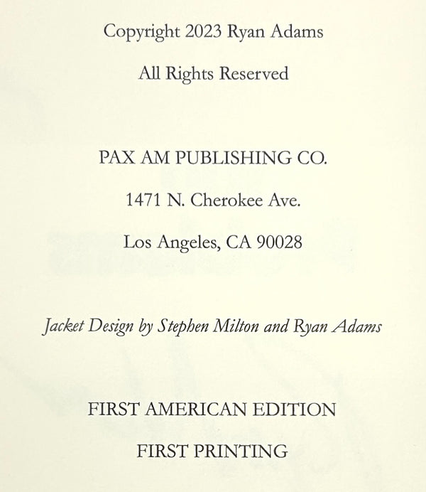 100 Problems, Ryan Adams. First Edition, Signed w/ Drawing + Bonus Art.