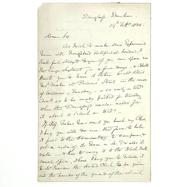 Basil Hall Autograph Letter Signed Re: Astronomical Instruments and Almanacs