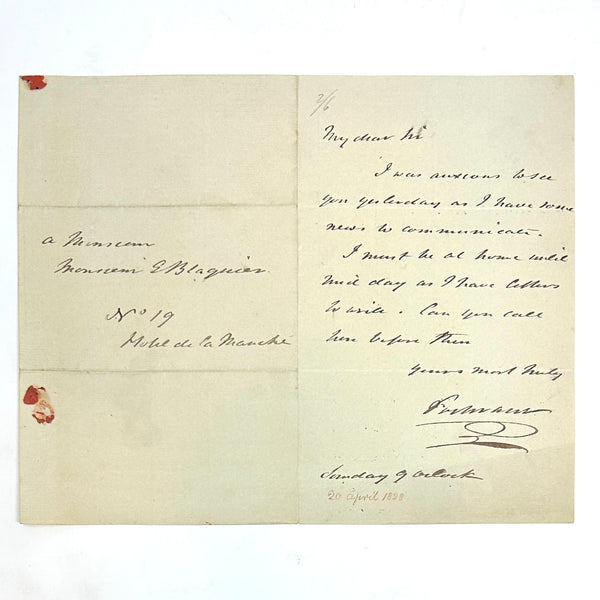 Thomas Cochrane, Lord Cochrane (later 10th Earl of Dundonald) - Autograph Letter Signed