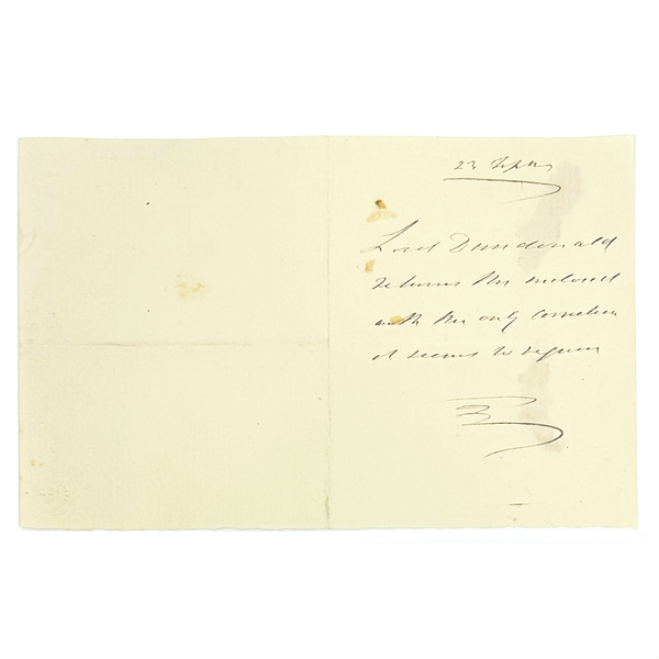 Thomas Cochrane (10th Earl of Dundonald) - Autograph Note Signed
