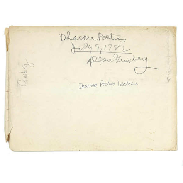 "Dharma Poetics" ~ Allen Ginsberg Signed & Dated Manila Envelope