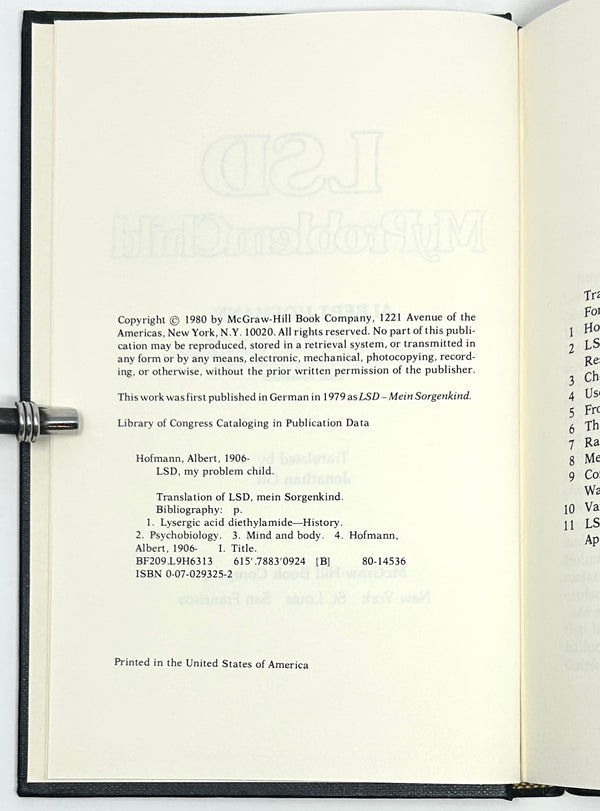 LSD: My Problem Child, Albert Hofmann. First Edition.