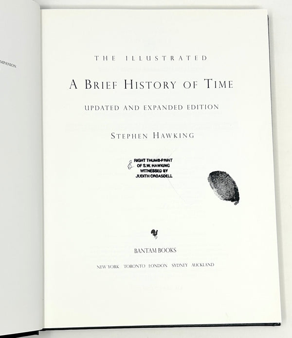 The Illustrated Brief History of Time, Stephen Hawking. First Edition, Signed w/ Thumbprint.