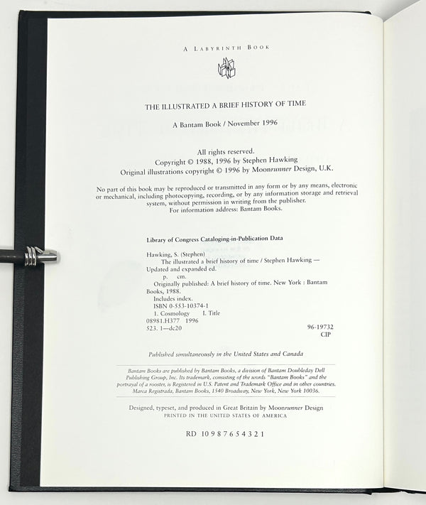 The Illustrated Brief History of Time, Stephen Hawking. First Edition, Signed w/ Thumbprint.