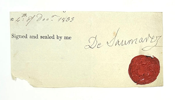 Admiral of the Red James Saumarez, 1st Baron de Saumarez. Autograph Signature w/ Wax Seal.
