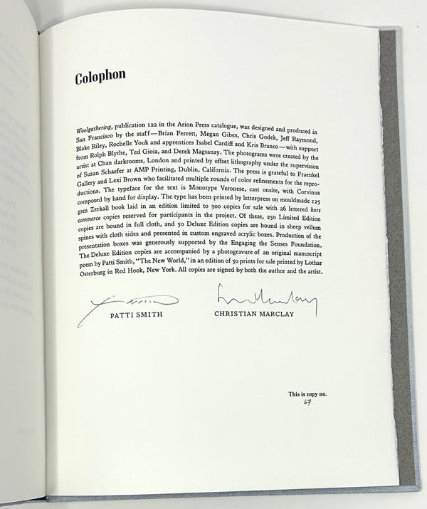 Woolgathering, Patti Smith. Signed Limited Arion Press Edition.