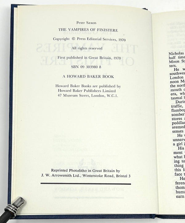 The Vampires of Finistere, Peter Saxon [Rex Dolphin]. First Edition.